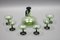 Mid-Century Modern Green and Black Glass Decanter and Glasses, 1950s, Set of 7 10