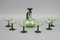 Mid-Century Modern Green and Black Glass Decanter and Glasses, 1950s, Set of 7 8