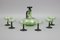 Mid-Century Modern Green and Black Glass Decanter and Glasses, 1950s, Set of 7 7