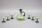 Mid-Century Modern Green and Black Glass Decanter and Glasses, 1950s, Set of 7 12