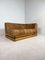 Mid-Century Cognac Leather Lounge Sofa in Oak, 1970s 2