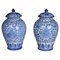 Jarrones asiáticos de porcelana con tapa, siglo XX. Juego de 2, Imagen 1