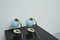 Bedside Lights with Blue Glass and Bronze Feet, Set of 2 6