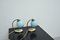 Bedside Lights with Blue Glass and Bronze Feet, Set of 2 4