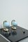 Bedside Lights with Blue Glass and Bronze Feet, Set of 2 9