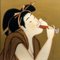 Pittura su vetro rovesciata Ukiyo-e di un bevitore di vino, epoca Shōwa, Immagine 4