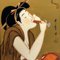 Pittura su vetro rovesciata Ukiyo-e di un bevitore di vino, epoca Shōwa, Immagine 3