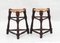 French Provincial Triangular Rush Seat Tabouret Stools, 1950s, Set of 2 1