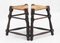 Set of French Provincial Triangular Rush Seat Tabouret Stools, 1950s 5