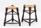 French Provincial Triangular Rush Seat Tabouret Stools, 1950s, Set of 2, Image 4