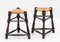 Set of French Provincial Triangular Rush Seat Tabouret Stools, 1950s 4