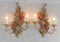 Vintage Italian Carved Wood Rose Flower Wall Lights, 1970, Set of 2 2