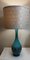 Lampada da tavolo vintage blu e verde con paralume in tessuto bianco, anni '70, Immagine 6