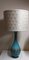 Large Vintage Blue and Green Table Lamp with White Fabric Shade, 1970s 1