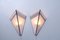 Postmodern Art Deco Style Salmon Wall Lamps, 1980s, Set of 2 2