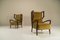 Wingback Armchairs in Poplar and Mohair by Orlando Orlandi, Italy, 1950s, Set of 2 2