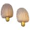 Mid-Century Modern Brass and Shell Shaped Pink Murano Glass Wall Sconces, 1980s, Set of 2, Image 1