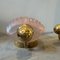 Mid-Century Modern Brass and Shell Shaped Pink Murano Glass Wall Sconces, 1980s, Set of 2, Image 9
