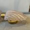 Mid-Century Modern Brass and Shell Shaped Pink Murano Glass Wall Sconces, 1980s, Set of 2, Image 8