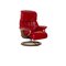 Capri Lounge Chair in Red Leather and Footstool from Stressless, Set of 2, Image 8