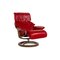 Capri Lounge Chair in Red Leather and Footstool from Stressless, Set of 2, Image 3