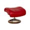 Capri Lounge Chair in Red Leather and Footstool from Stressless, Set of 2, Image 12