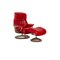 Capri Lounge Chair in Red Leather and Footstool from Stressless, Set of 2 1