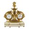 Tabletop Clock, Thermometer and Barometer in White Marble and Gilded Bronze, 19th Century, Image 1