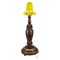 Art Deco Table Lamp with Owl Sculpture and Yellow Glass Lampshade, 1920s 1