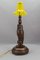 Art Deco Table Lamp with Owl Sculpture and Yellow Glass Lampshade, 1920s 19