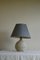 Vintage Pottery Table Lamp with Silk Shade, Image 4