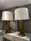 Large Glass and Patinated Brass Table Lamps, 1980s, Set of 2 2