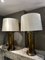 Large Glass and Patinated Brass Table Lamps, 1980s, Set of 2, Image 3