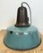 Large Industrial Petrol Enamel Factory Lamp with Cast Iron Top, 1960s 12