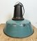 Large Industrial Petrol Enamel Factory Lamp with Cast Iron Top, 1960s 15
