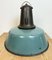 Large Industrial Petrol Enamel Factory Lamp with Cast Iron Top, 1960s 11