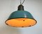 Large Industrial Petrol Enamel Factory Lamp with Cast Iron Top, 1960s 10