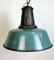 Large Industrial Petrol Enamel Factory Lamp with Cast Iron Top, 1960s 5