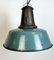 Large Industrial Petrol Enamel Factory Lamp with Cast Iron Top, 1960s, Image 5