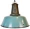 Large Industrial Petrol Enamel Factory Lamp with Cast Iron Top, 1960s, Image 1