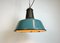 Large Industrial Petrol Enamel Factory Lamp with Cast Iron Top, 1960s, Image 9