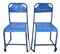 Chaises Industrielles en Fer Bleu, 1950s, Set de 2 1