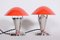 Bauhaus Red Chrome Table Lamps attributed to Napako, 1930s, Set of 2 1