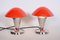 Bauhaus Red Chrome Table Lamps attributed to Napako, 1930s, Set of 2 3