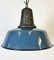 Lampe d'Usine Industrielle en Émail Bleu avec Dessus en Fonte, 1960s 6