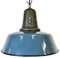 Lampe d'Usine Industrielle en Émail Bleu avec Dessus en Fonte, 1960s 1