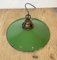 Industrial Green Enamel Ceiling Light, 1930s 9