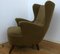 Fauteuil Wing en Mohair Vert Olive, Danemark, 1950s 13