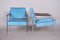 Bauhaus Blue Tubular Armchairs and Chairs, 1940s, Set of 6 12