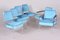 Bauhaus Blue Tubular Armchairs and Chairs, 1940s, Set of 6 14